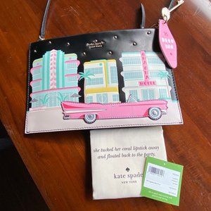 New Barbie Pink Kate Spade Cadillac Deco Sima Crossbody with Charms